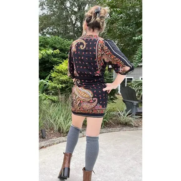 Gorgeous Zara Boho Paisley Wrap Dress with Fringe Details - Picture 3 of 8